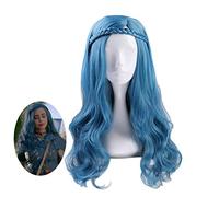 Descendientes 2 Evie Azul Verde Mix Peluca ondulada larga Disfraz de Cosplay Mujeres Pelucas de pelo sintético resistente al calor Juego de roles Pelucas MZ-1249B