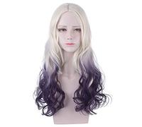 Descendientes 2 Mal Cosplay Peluca Larga Ondulada Rubia Púrpura Ombre Pelo sintético Disparo medio Disfraz Peluca PL-109