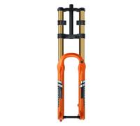 Descenso Horquilla De Suspensión BTT 27.5 29 Doble Hombro DH Horquilla De Aire Eje Pasante 15x110mm BOOST Horquilla De Bicicleta De Montaña Recorrido 160mm Rebote Ajustable Recta/Cónica(Orange Straigh