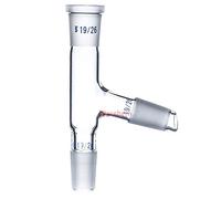Deschem 19/26 - Adaptador de destilación de vidrio curvado de 75 grados, tubo de destilación de laboratorio de 3 vías