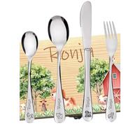 DEschenk Cubiertos Bebé Personalizados - Diseño Único y Práctico para Niños - Cubiertos Infantiles de Juego de Granja