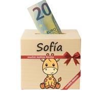 DEschenk Hucha Personalizada de Madera con Nombre Deseado - Huchas Originales para Niños con Muchos Motivos Diferentes (Jirafa)