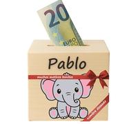 DEschenk Hucha Personalizada de Madera con Nombre Deseado - Huchas Originales para Niños con Muchos Motivos Diferentes (Elefante)