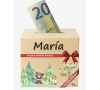 DEschenk Hucha Personalizada de Madera con Nombre Deseado - Huchas Originales para Niños con Muchos Motivos Diferentes (Animales del Bosque)