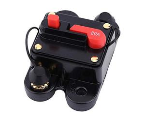 desconectador de bateria moto + Disyuntor Bateria, Akozon Disyuntores de circuito DC12V, Disyuntor para Coche Marino Barco Bicicleta Estéreo Restablecer Audio Fusible(80A)