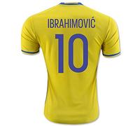 Desconocido 2016 2017 Suecia 10 Zlatan Ibrahimovic Home Jersey de fútbol en Amarillo, European Soccer League, Hogar, Hombre, Color Amarillo, tamaño Extra-Large