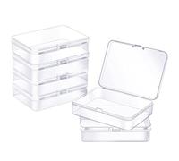 Desconocido 6 recipientes de almacenamiento de plástico transparente con tapa con bisagras, rectangulares, pequeñas cajas de plástico para cuentas, joyas, accesorios 4.5 x 3.3 x 1.1 pulgadas