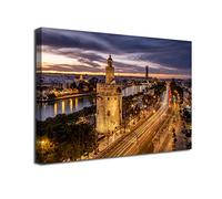 Desconocido Cuadro Lienzo Canvas Panoramica Torre del Oro Rio Guadalquivir Sevilla Luces Noche - Varias Medidas - Lienzo de Tela Bastidor Madera de 3 cm - Impresion Alta resolucion (60, 40)