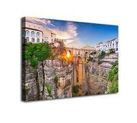 Desconocido Cuadro Lienzo Canvas Tajo de Ronda en Malaga Andalucia Puesta de Sol - Varias Medidas - Lienzo de Tela Bastidor de Madera de 3 cm - Impresion en Alta resolucion (60, 40)