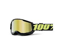 Desconocido Gafas de Ciclismo 100% STRATA 2, Negro/Verde, Lente Espejo Dorada
