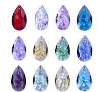 Desconocido H & D 38 mm Cristal Multicolor Cuentas facetadas Candelabros prismas Colgantes de Vela Bombilla par Gota Plana Piezas, Cristal, 12 Unidades