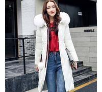 Desconocido HF Chaqueta de Mujer de Invierno de Algodón de Gran Tamaño de Las Mujeres en la Sección Larga con Capucha Chaqueta Gruesa,Blanco,M