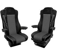 Desconocido Juego de fundas de asiento de cuero ecológico 1+1 para camiones y coches, fundas de asiento para Mercedes Actros MP4 Euro 6 Negro y Gris
