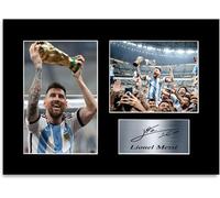 Desconocido Lionel Messi Argentina World Cup Champions 2022 A4 - Soporte para foto con autógrafo impreso