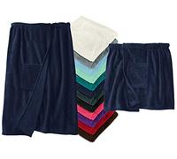 Desconocido, Sauna Kilt con Cierre de Velcro, Certificado Öko-Tex Standard 100, Microfibra de Poliéster Suave y Esponjosa, Marine, Damen L/XL