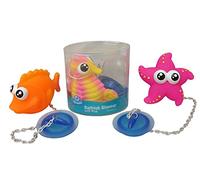 Desconocido Set 3 Tapones BAÑERA Lavabo BIDE Fregadero BAÑO con Cadena DE PLASTICO Flotador Infantil PEZ Estrella Caballito MAR Variado