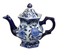 Desconocido Tetera de Porcelana Azul y Blanca, cafetera China, Tetera de cerámica, diseño de Rayas Azules