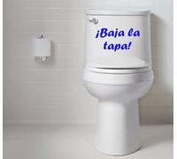 Desconocido Vinilo de Corte Pegatina ¡Baja la Tapa! para WC 25x13cm (Azul Oscuro)