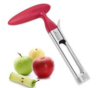 Descorazonador de manzanas para peras, manzana, pera, duradero, portátil, de acero inoxidable, para cocina y lavavajillas (rojo)