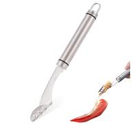 Descorazonador de semillas de pimiento, Jalapeño Deseeder de Acero Inoxidable, Removedor de Semillas de Rebanada Dentada o Cortar Parte Superior de Verduras, Desprendedor de guindillas