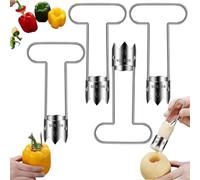 Descorazonador Multifuncional Forcipower Para Frutas Y Verduras, Descorazonador De Pimientos Rojos Forcipower, Nuevo Gettoreach (2025), Diseño Eficiente Con Orificio Para Colgar, Acero Inoxid (T-4pcs)