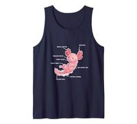 Descripción de Axolotl Anatomy - Funny Kawaii Cute Animal Camiseta sin Mangas, Hombre, Azul Marino, S