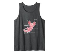 Descripción de Axolotl Anatomy - Funny Kawaii Cute Animal Camiseta sin Mangas, Hombre, Jaspeado Oscuro, L