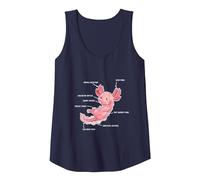 Descripción de Axolotl Anatomy - Funny Kawaii Cute Animal Camiseta sin Mangas, Mujer, Azul Marino, S