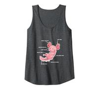 Descripción de Axolotl Anatomy - Funny Kawaii Cute Animal Camiseta sin Mangas, Mujer, Jaspeado Oscuro, S