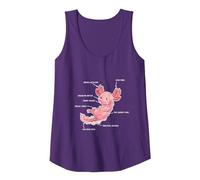 Descripción de Axolotl Anatomy - Funny Kawaii Cute Animal Camiseta sin Mangas, Mujer, Morado, XL