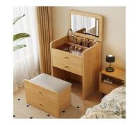 Descripción de tocador de tocador con espejo superior, mesa de tocador de maquillaje con taburetes acolchados, tocador compacto, tocador para la mesa de maquillaje de dormitorio/mesa de tocador