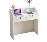 Descrito De Recepción Con Mostrador, Escritorio De Mostrador Delantero Pequeño Con Cajero Simple Con 1/2 Cajón Cerrable, Recepción De Madera De 80 Cm, Para La Oficina De Pago Del Lobby De Salón