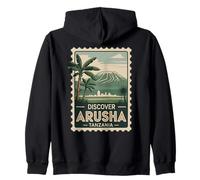 Descubre Arusha Tanzania, Sello de Viaje Retro Africano Safari Sudadera con Capucha