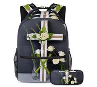 Descubre el compañero perfecto para tu viaje académico: juego de mochila escolar de 2 piezas, cruz blanca de Pascua, multicolor, B:29.4x20x40cm P:19x7.5x3.8cm, Mochilas de día