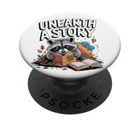 Descubrir una Historia Leyendo Mapache PopSockets PopGrip Adhesivo