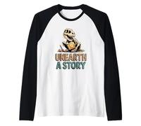 Descubrir una Historia T-Rex Leyendo un Libro Camiseta Manga Raglan