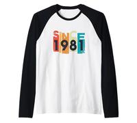 Desde 1981, Aspecto Vintage Envejecido Camiseta Manga Raglan