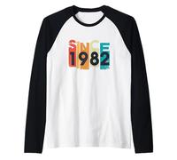 Desde 1982, Estilo Retro Vintage Envejecido Camiseta Manga Raglan