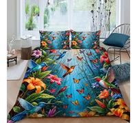 Desde el pájaro del Bosque Funda De Edrojoón animaleseseses de la Selva Impresa En 3D Microfibra Ropa De Cama 2 Fundas De Almohada,niños Niñas Decoración del Dormitorio Double(200x200cm)