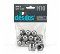 desdes Tuercas ciegas DIN 1587 de acero inoxidable A2, tuerca de calota alta para protección de rosca, acabado estético y seguridad contra lesiones, tamaños de M3 a M24, paquete de 4 a 120 unidades