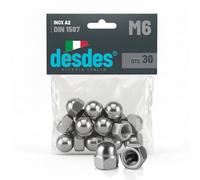 desdes Tuercas ciegas DIN 1587 de acero inoxidable A2, tuerca de calota alta para protección de rosca, acabado estético y seguridad contra lesiones, tamaños de M3 a M24, paquete de 4 a 120 unidades