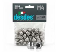 desdes Tuercas ciegas DIN 1587 de acero inoxidable A2, tuerca de calota alta para protección de rosca, acabado estético y seguridad contra lesiones, tamaños de M3 a M24, paquete de 4 a 120 unidades