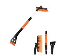 Desdira Rascador de Hielo con Cepillo de Nieve Desmontable para Parabrisas de Automóvil, 3 en 1 Multifunción Raspador de Hielo Pala Nieve Coche, Mango Largo para Parabrisas de Coche, Naranja