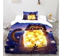 Deseando un Gato pequeño Edredón De Doble Capa Suave Y Cómodo Chaqueta De Edredón De Microfibra Impresión 3D Juego De Ropa De Cama De 2 Piezas Single（135x200cm）