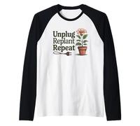Desenchufe Replantar Repetir - Salud Mental Actitud Positiva Camiseta Manga Raglan