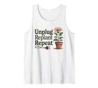 Desenchufe Replantar Repetir - Salud Mental Actitud Positiva Camiseta sin Mangas