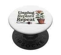Desenchufe Replantar Repetir - Salud Mental Actitud Positiva PopSockets PopGrip Adhesivo