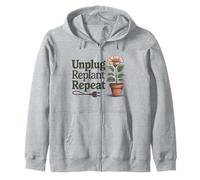 Desenchufe Replantar Repetir - Salud Mental Actitud Positiva Sudadera con Capucha