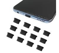 Desenda 12 tapones antipolvo USB tipo C compatibles con iPhone 15, Samsung Galaxy S21/S20/S22 Plus Ultra Huawei Mate 30 para todos los teléfonos inteligentes y tabletas tipo C, color negro
