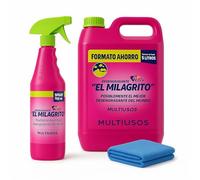 Desengrasante 5 Litros + Spray 750 ml El Milagrito, Quitagrasas ElMilagrito, Incluye Paño Microfibra 30x40cm en color azul, Desengrasante Multiusos para Cocina, Hornos, Microondas, Industrial y Más